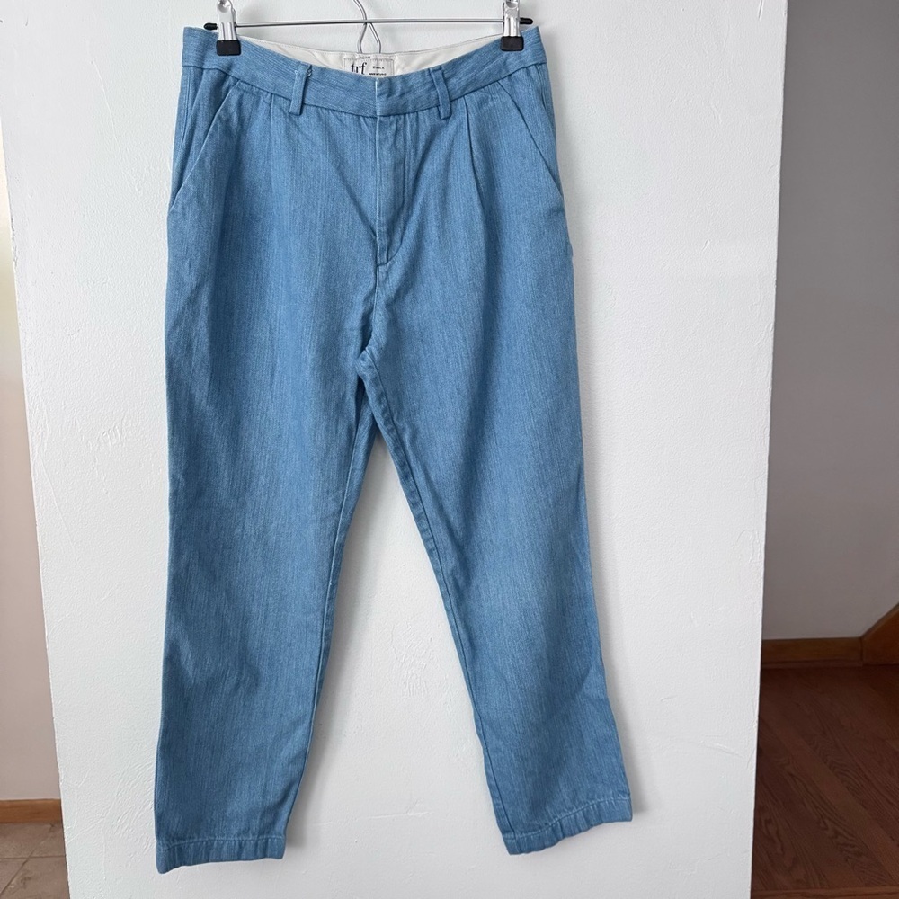 Zara blue cotton blend pleated dress pant Size 38 or 6 us